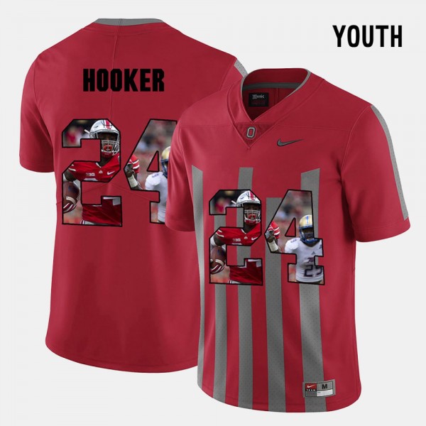 Ohio State Buckeyes Malik Hooker Youth #24 Red Pictorial Fashion College Football Jersey 2404UEQZ2